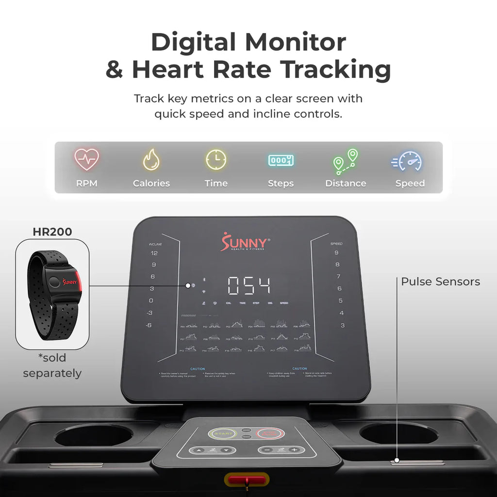 Advanced Heavy Duty Auto Incline Smart Treadmill by Sunny Health & Fitness