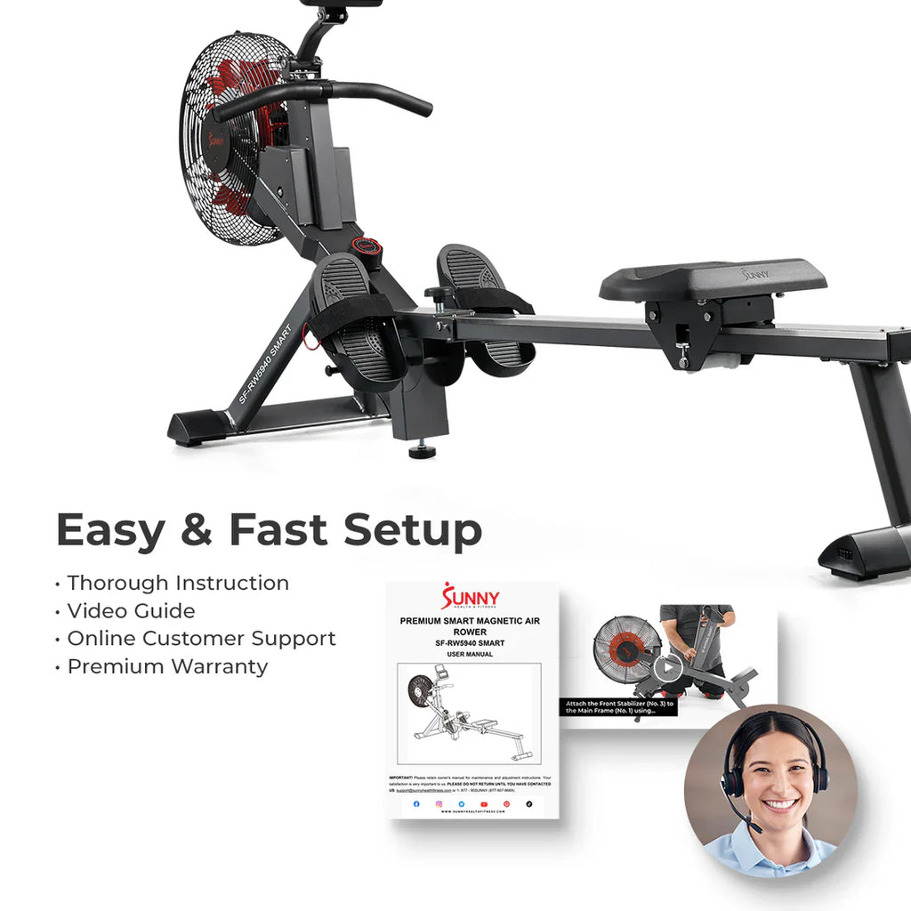 Air and Magnetic Resistance Exercise Rowing Machine by Sunny Health & Fitness