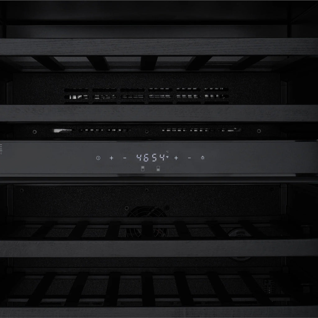 KoolMore Reserve 24 in. Under-Counter Panel Ready Dual Zone Built-in Wine Cooler and 45 Bottle Capacity in Black