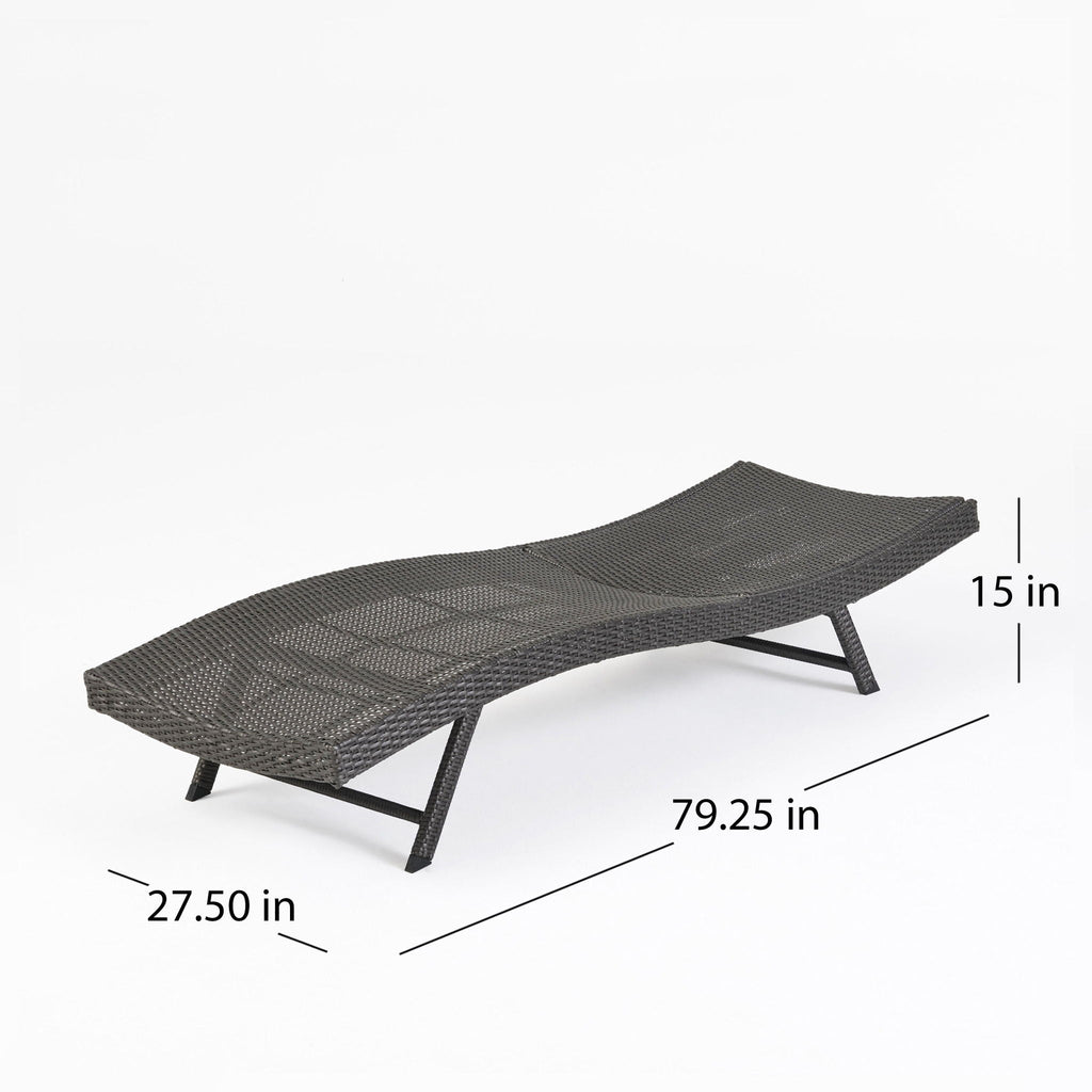 Wicker Chaise With Adjustable Reclining Seats (Set of 2) - Gray