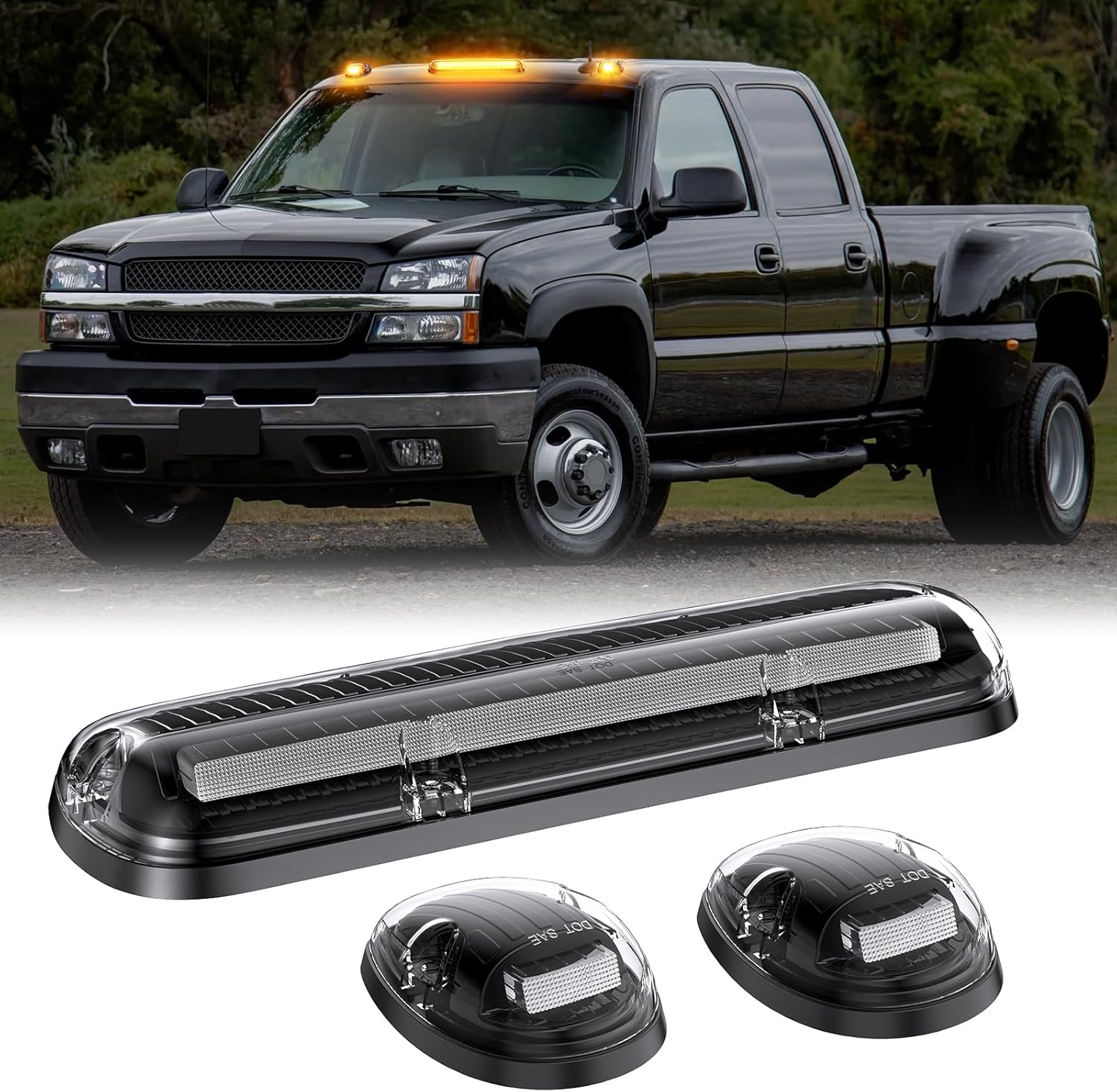 2000-2006 GMC Chevy HD Smoked White Amber LED Roof Cab Lights