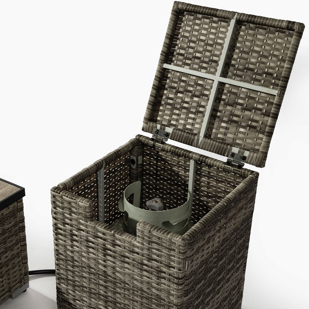 32' Propane Gas Fire Pit Table with Wicker Base and Propane Tank Cover