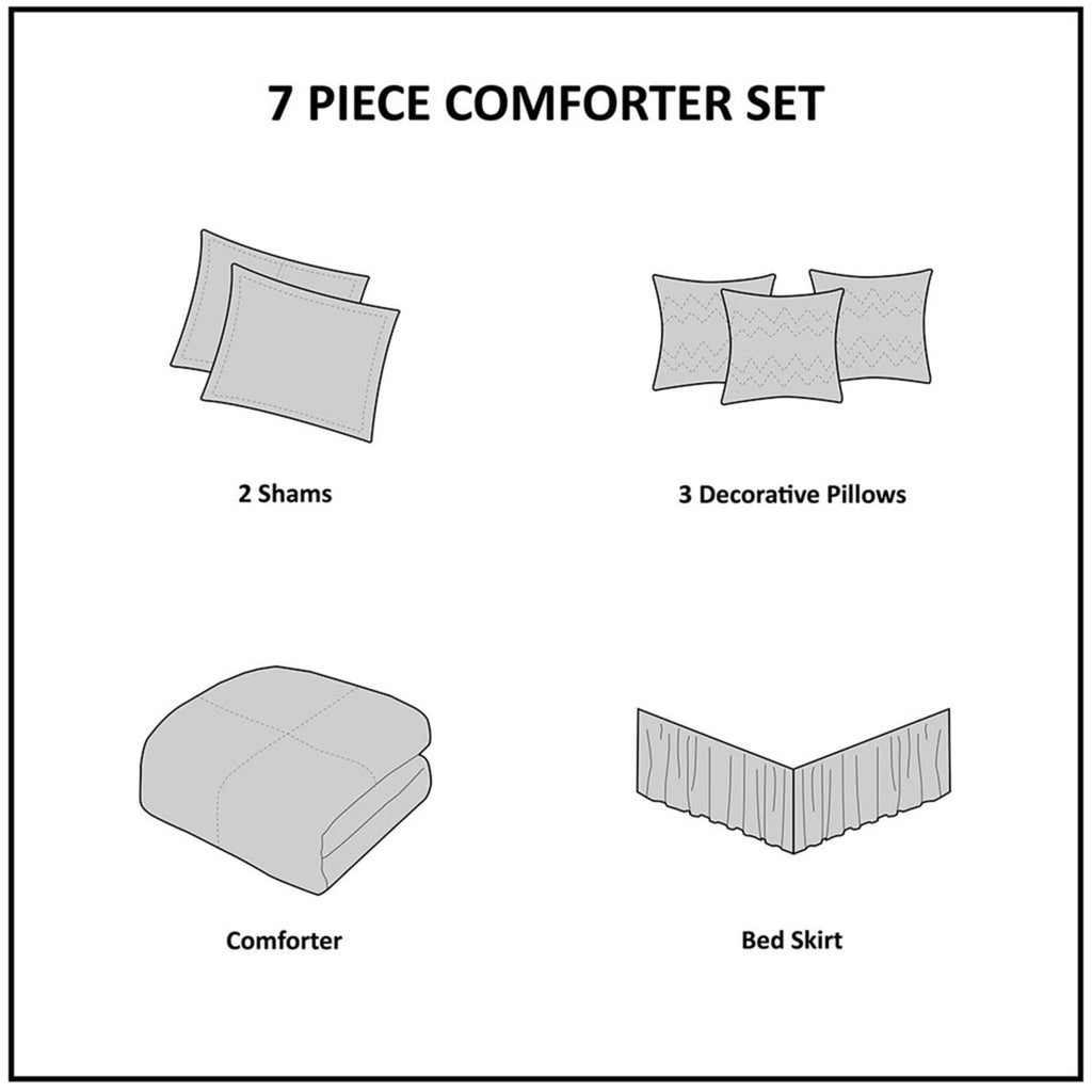 7 Pc Faux Suede Comforter Set Green King