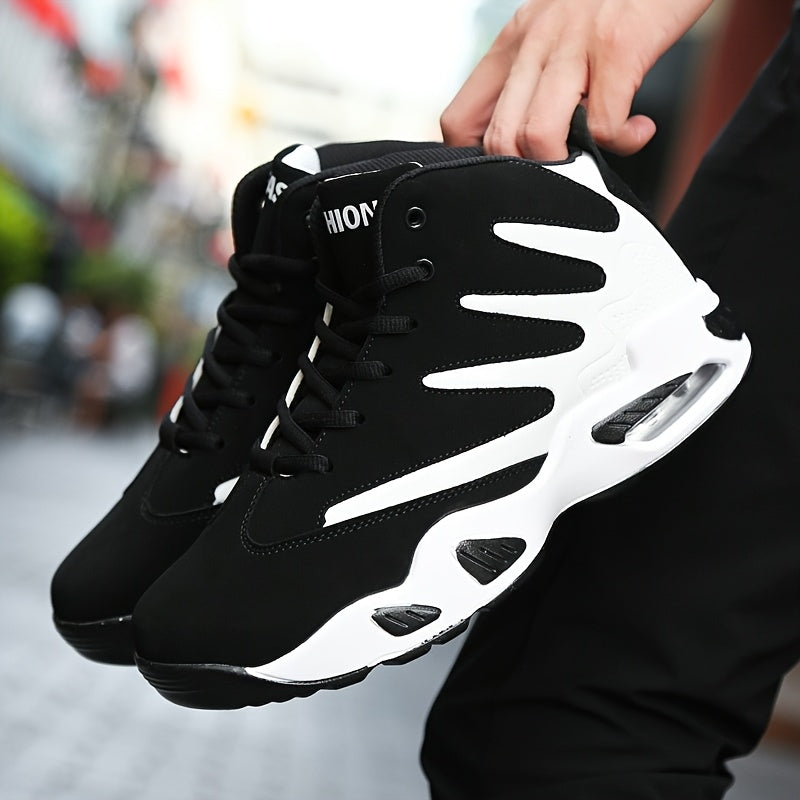 Professional Basketball Shoes for Men, Comfortable High-top Breathable Non-slip Shock Absorbing Lace-up Cushion Sneakers for Training, Running And Stepping