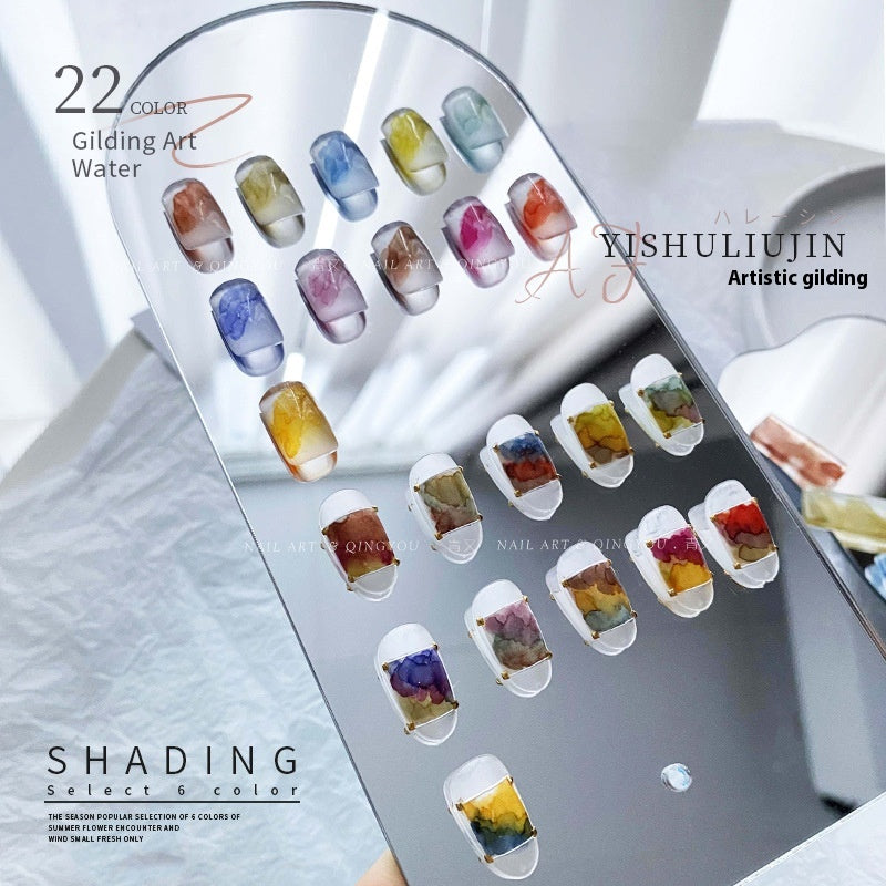 Quick-drying Nail Art Watercolor Shading Fluid Pearlescent Gradient Ink White Gilding Smoke