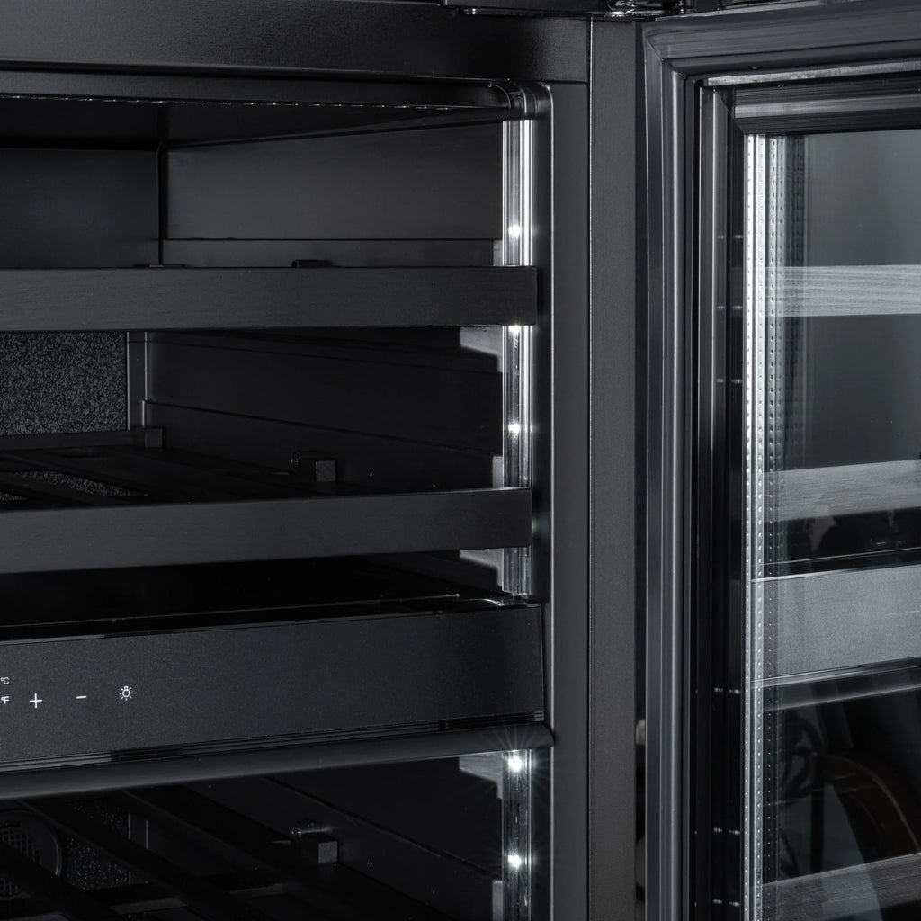 KoolMore Reserve 24 in. Under-Counter Panel Ready Dual Zone Built-in Wine Cooler and 45 Bottle Capacity in Black