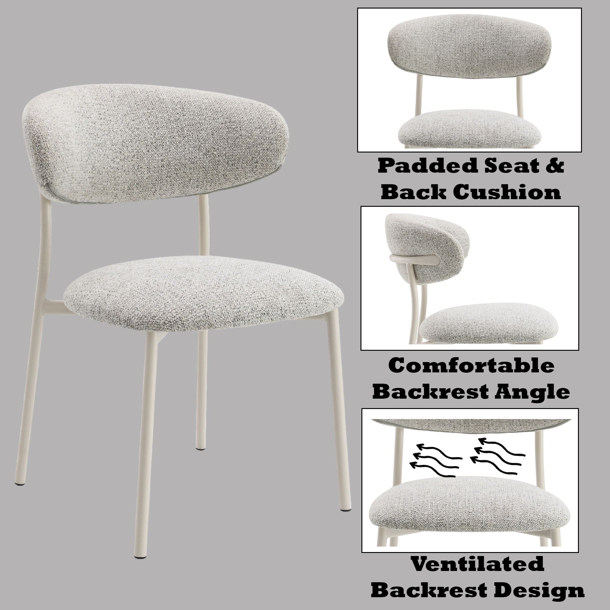 Kalam Fabric Side Chair (Set of 2) - Light Gray