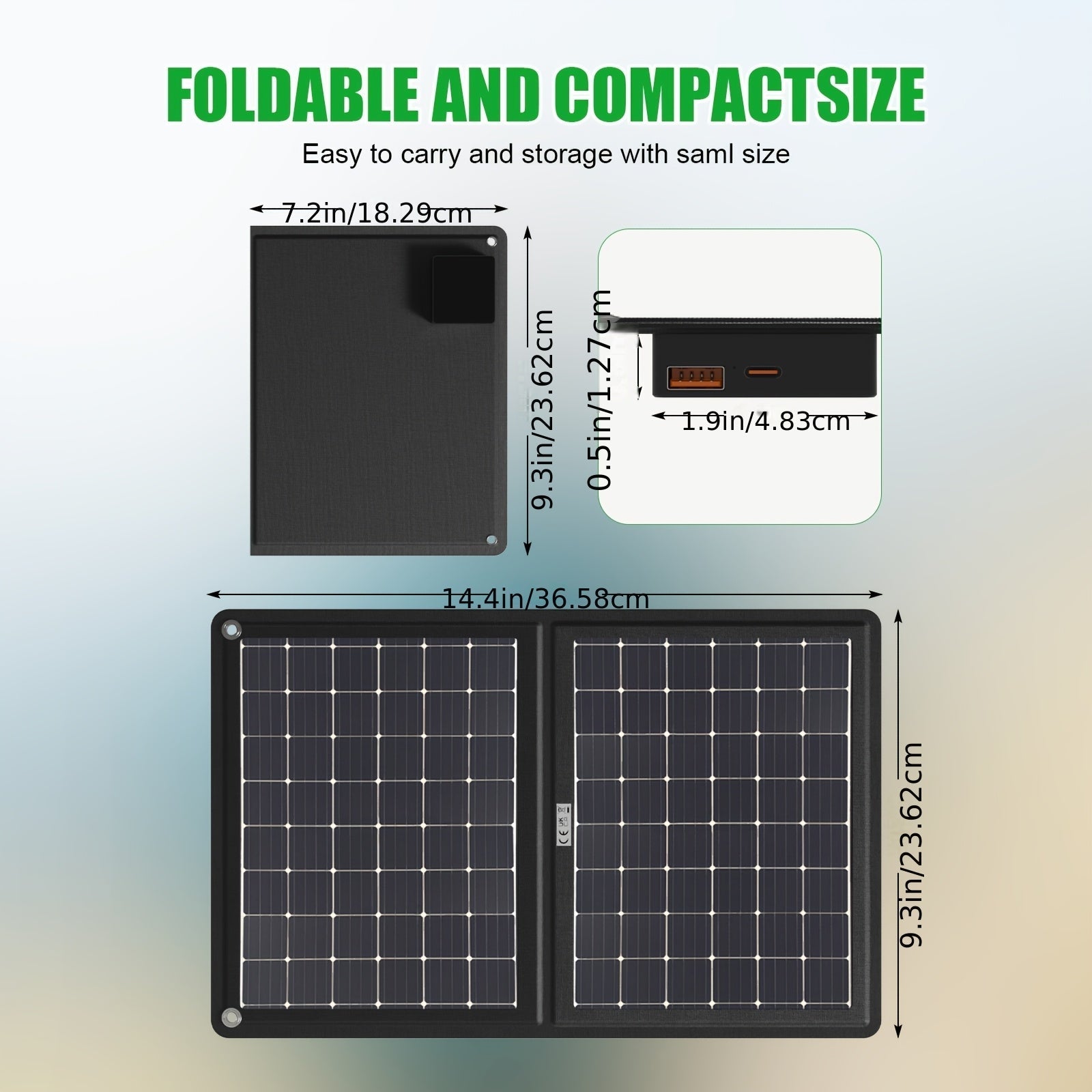 30W Portable Solar Charger with Solar Panel & USB- Charging - 2-in-1 Folding Panel, Compatible for Smartphones/Tablets/Action Cameras, Compact & Lightweight for Outdoor, Camping, Travel, RV, - Charging Station