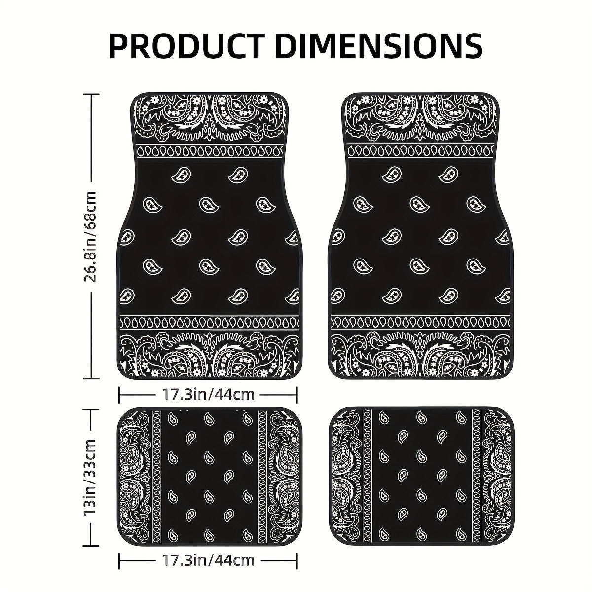 [Black Retro Car Carpets] 4pcs Set Of Black Retro Patterned Car Carpets, Four-season Vehicle Carpets, with Anti-slip Base, Easy to Clean Car Interior Accessories, Suitable for All Car Models