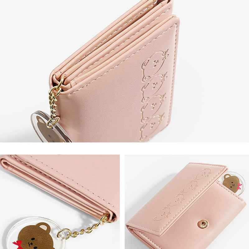 Small Three Fold Purse Short Women's Folding Small Purse Card Bag