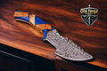 Handmade Damascus Hunting Knife with Resin & Wood Handle