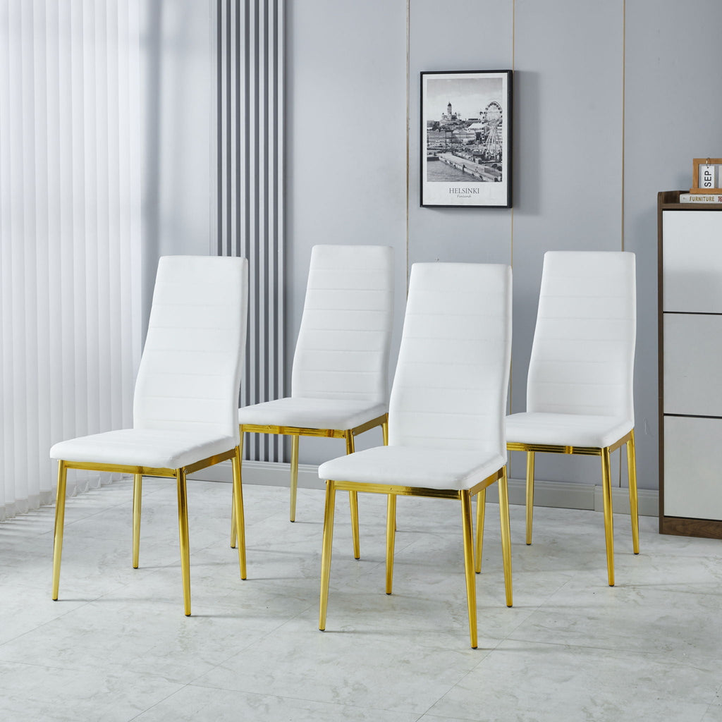 Dining Chair Set of 4 - Gold / White