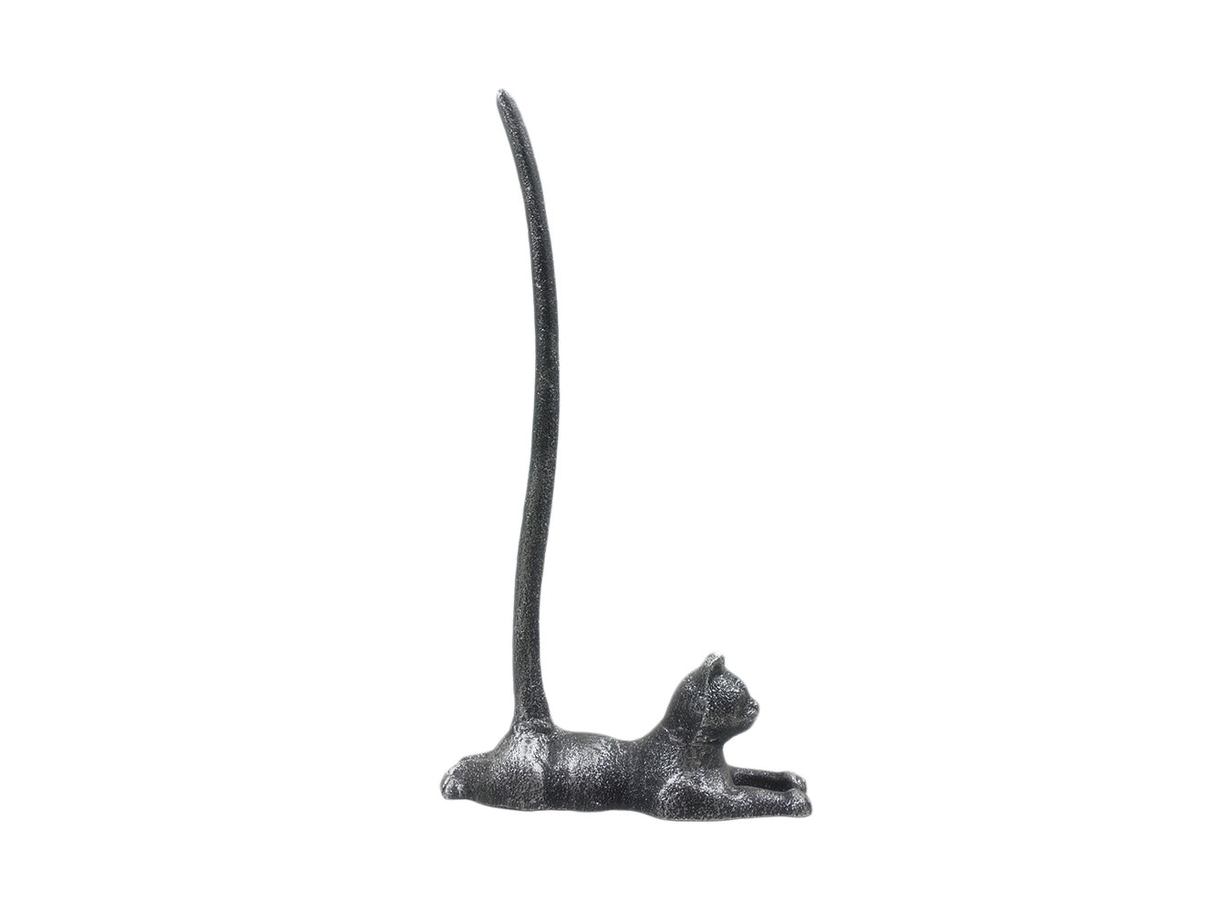 Rustic Silver Cast Iron Sitting Cat Bathroom Extra Toilet Paper Stand 19""