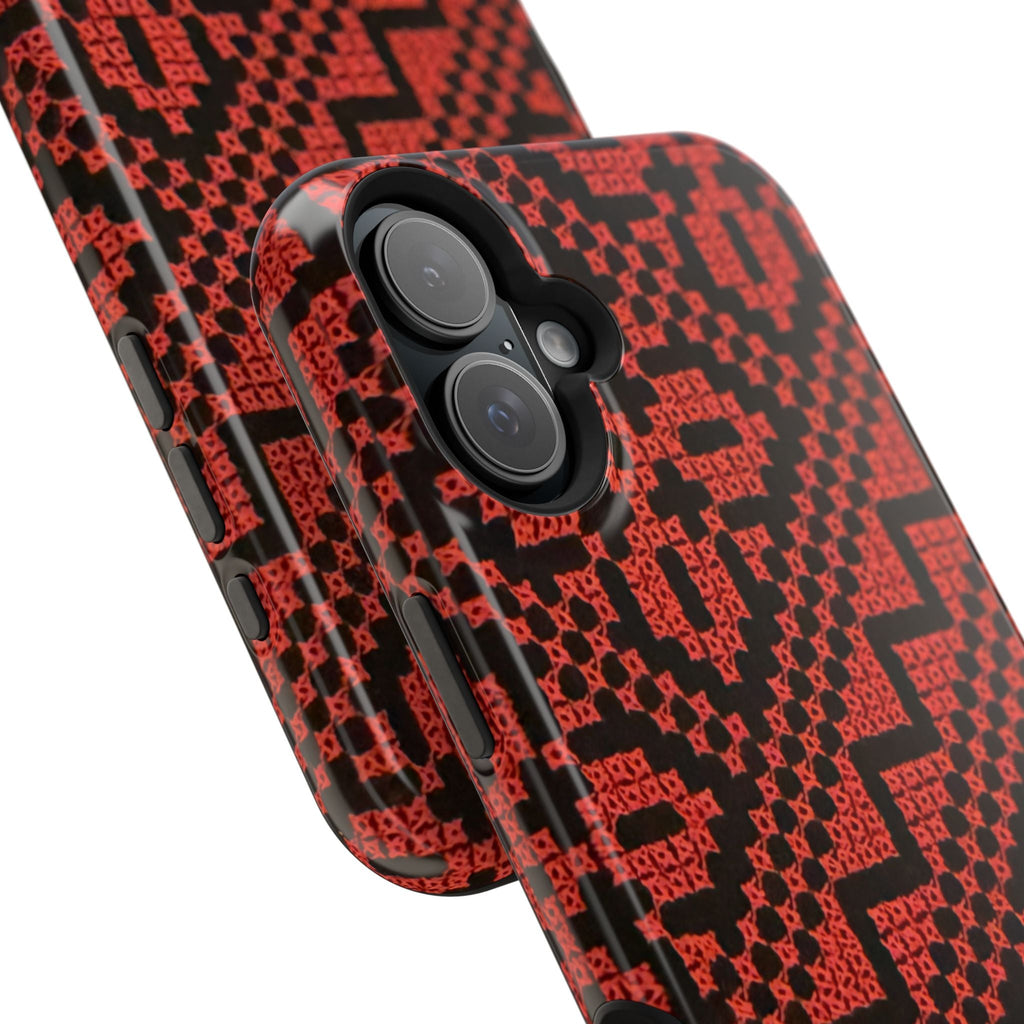 Red and Black Tatreez Design - Iphone Magnetic Tough Case