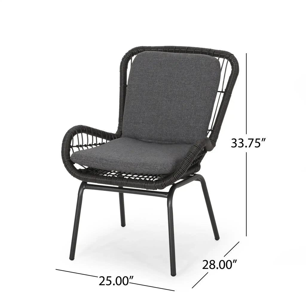 Outdoor Wicker Club Chair With Cushions (Set of 2)