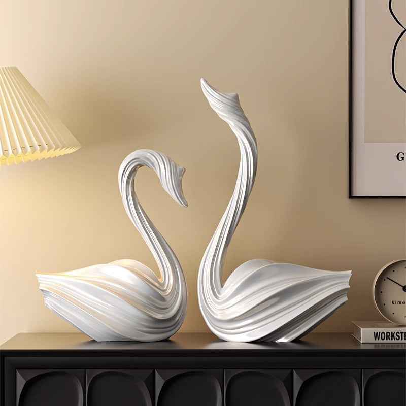 Abstract Art Swan Decorative Piece In A Minimalist, Light-luxury Style