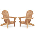 Wooden Outdoor Folding Adirondack Chair Set of 2, Honey Brown