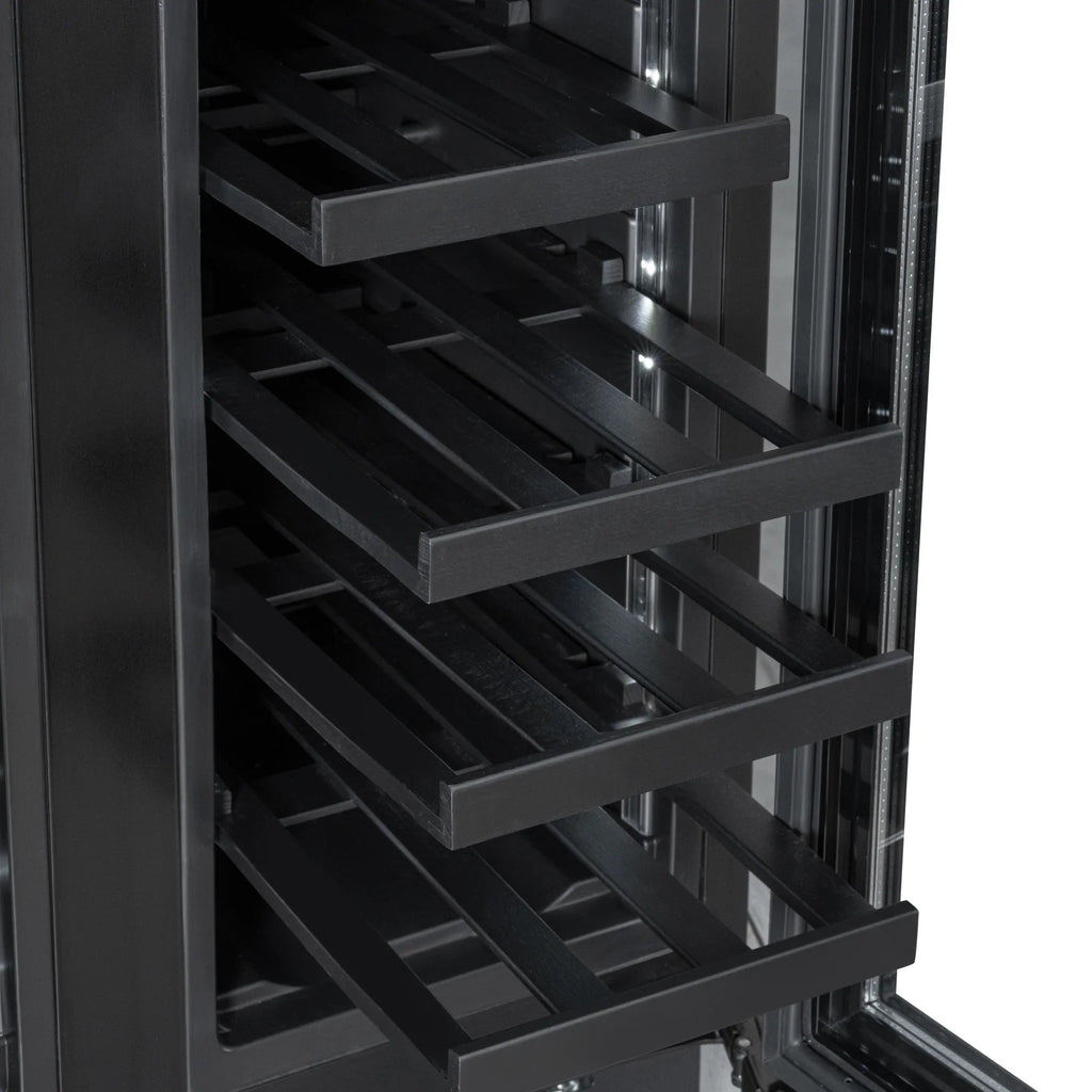 KoolMore Reserve 24 in. French Door Dual Zone Panel Ready Under-Counter Cooler and 20 Bottle Capacity in the Right Zone and 2.1 Cu. Ft. on the Left in Black