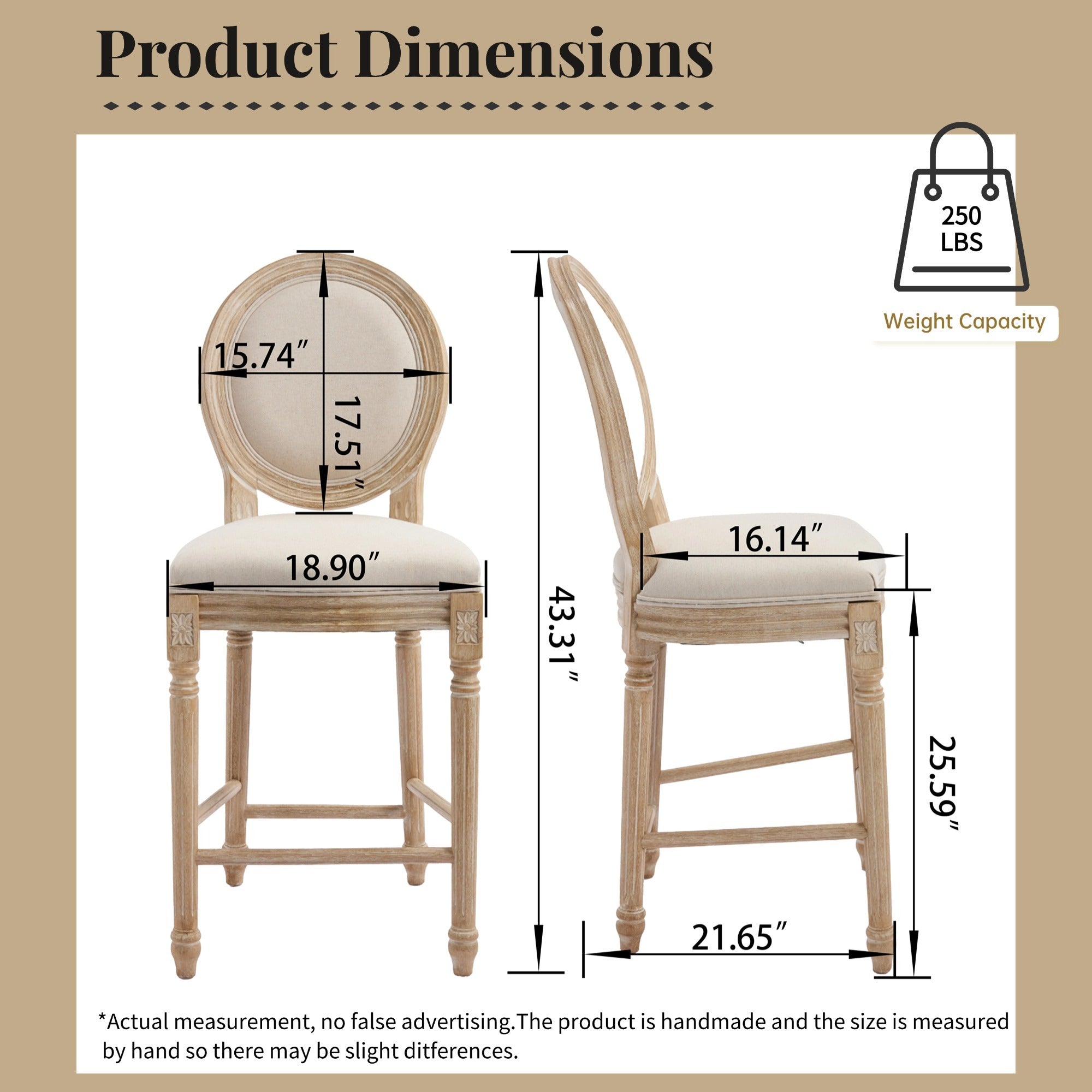 French Country 26'' Height Bar Chairs Set of 2