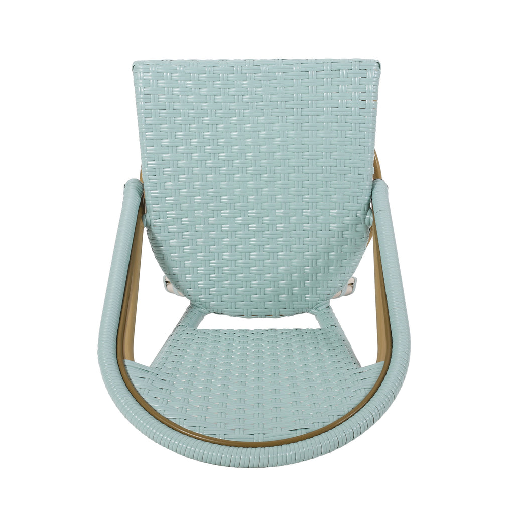 29.5' Outdoor PE Rattan and Aluminum French Barstools, Set of 2