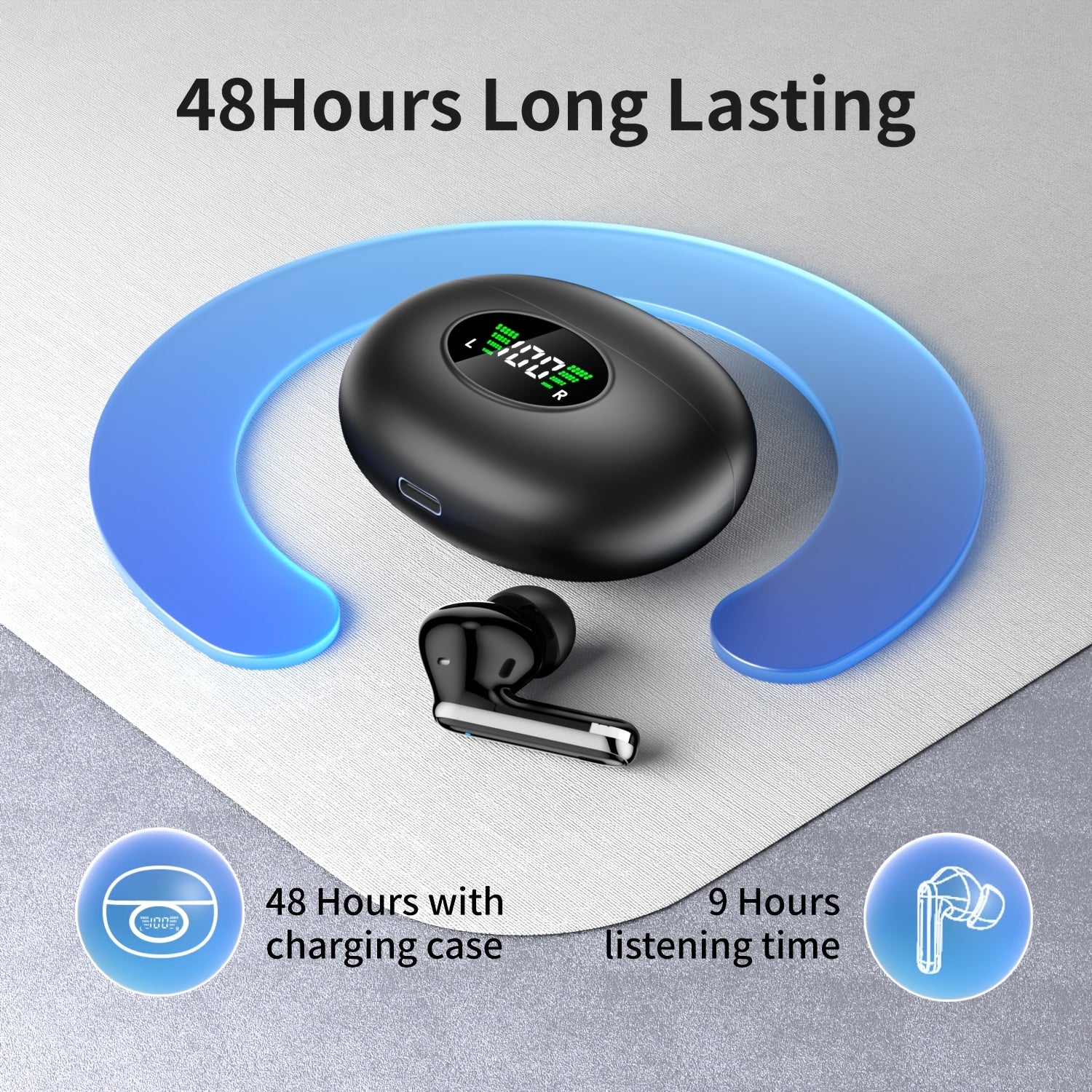 Bluetooth Earphones, Bluetooth Earbuds, In Ear Earphones, Wireless Earphones, with LED Power Display Charging Case, Bluetooth 5.4 Earphones, True Wireless Bluetooth Earphones, Playback Time Of 40 Hours, Wireless Noise Cancell