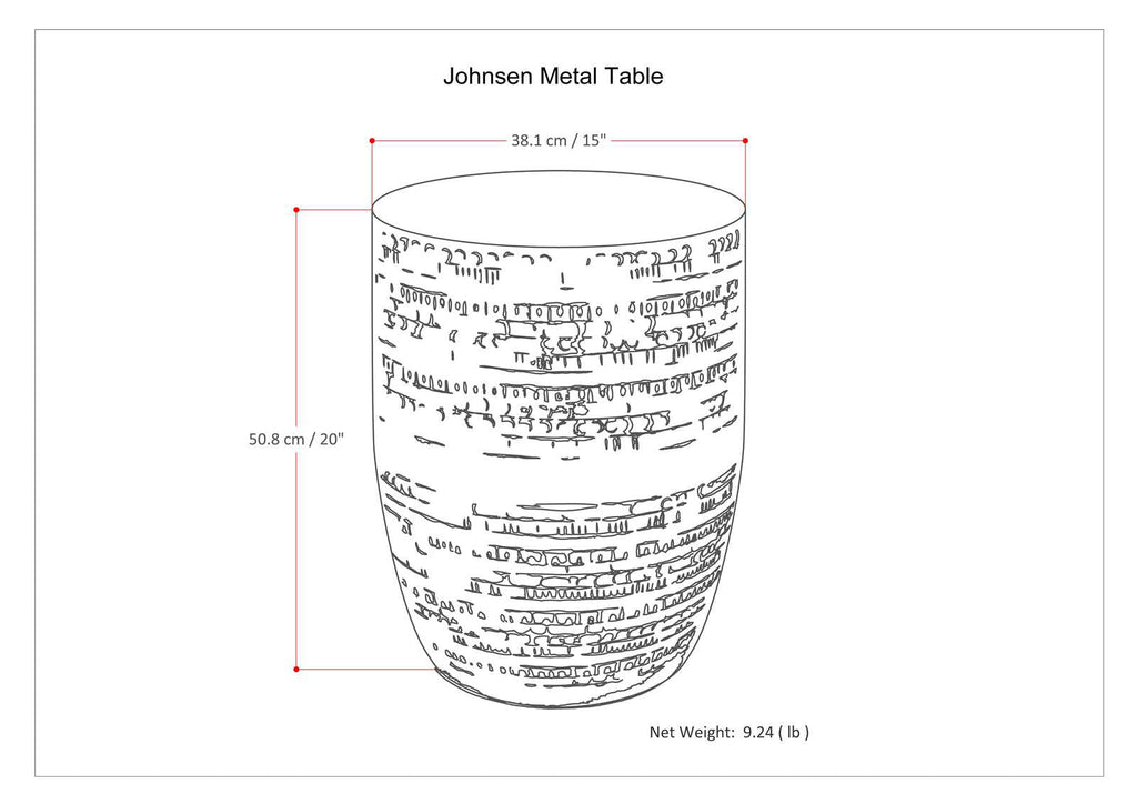 Johnsen 15 Inch Wide Tribal Pattern Metal Accent Table in Antique Gold