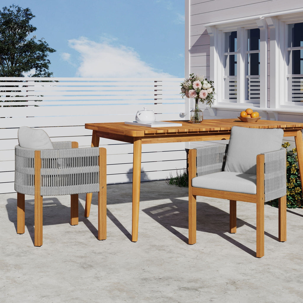 Outdoor Dining Chairs With Rope Handles (Set of 2)