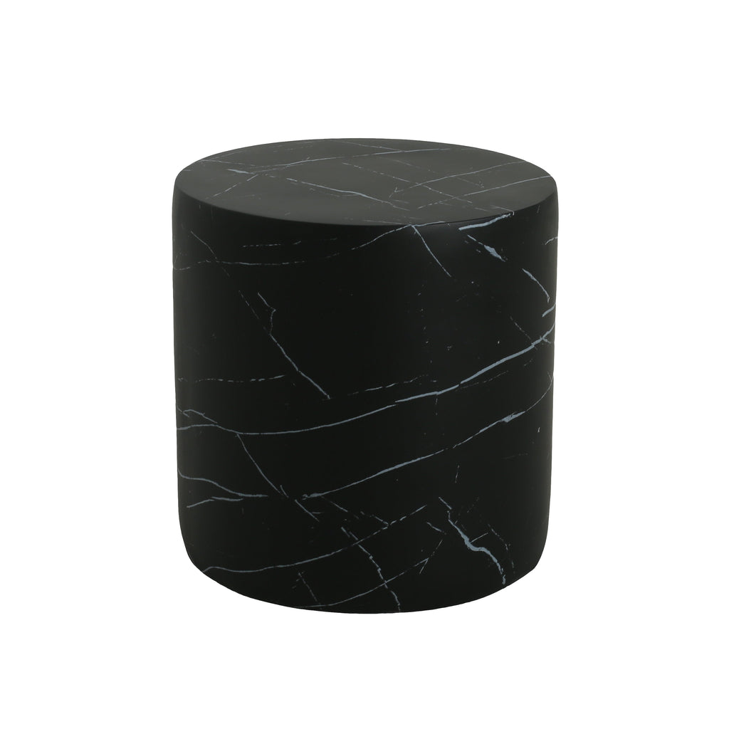 Contemporary Outdoor Lightweight Concrete MGO Side/End Table with Black Marble Finish
