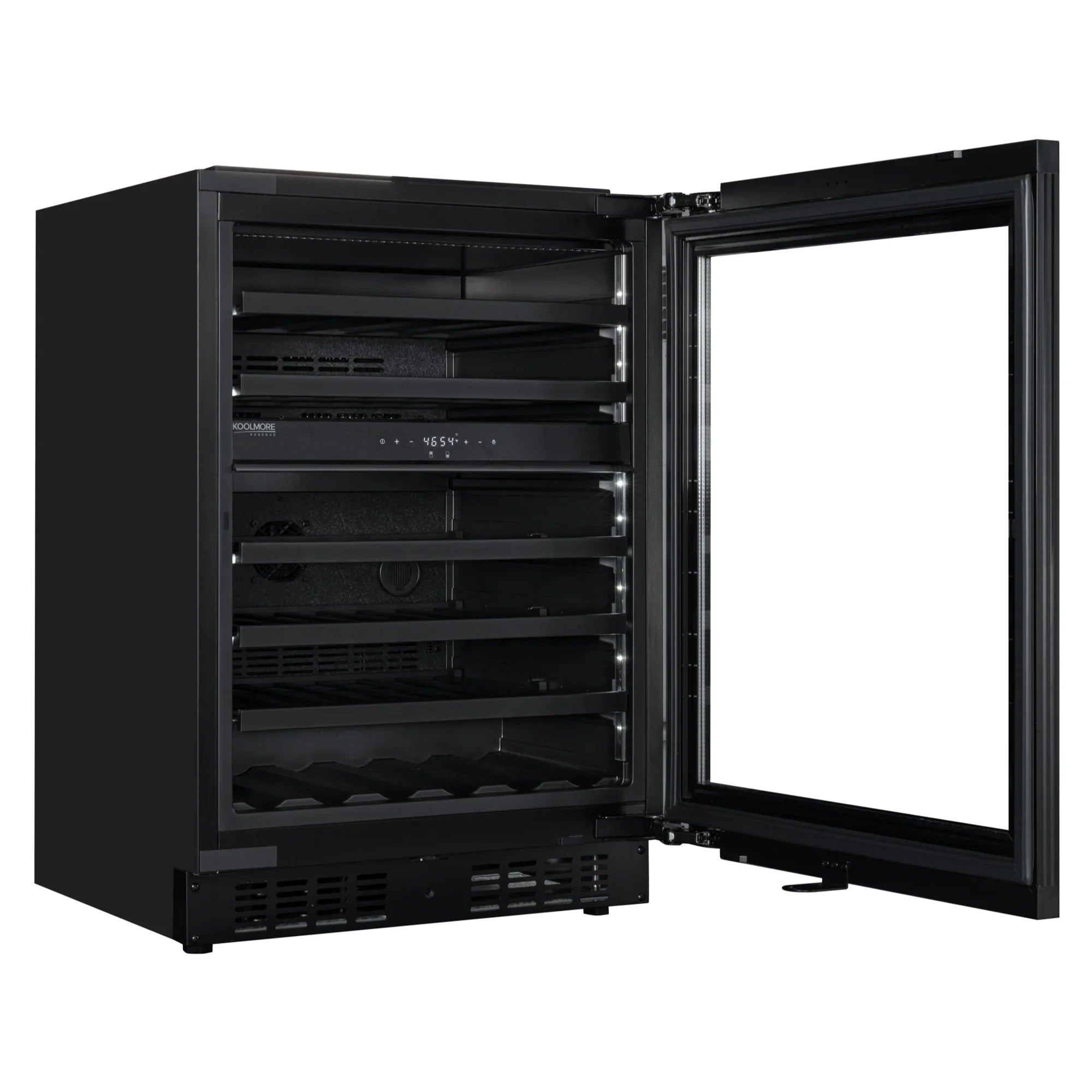 KoolMore Reserve 24 in. Under-Counter Panel Ready Dual Zone Built-in Wine Cooler and 45 Bottle Capacity in Black