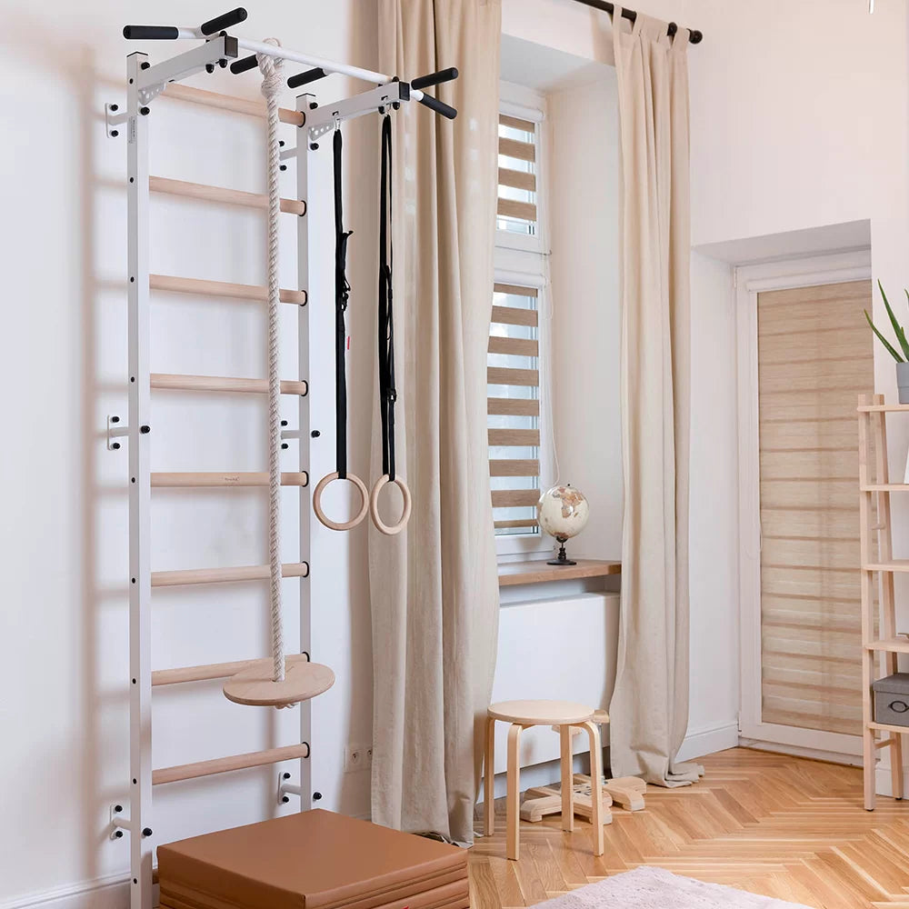 BenchK 721 Exercise Rehabilitation Wooden Wall Bars with Gymnastic Accessories