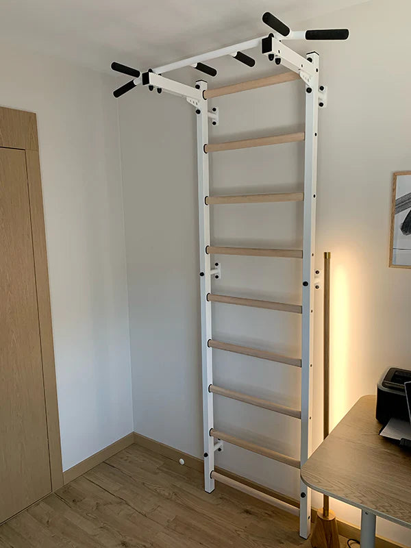 BenchK 721 Exercise Rehabilitation Wooden Wall Bars with Gymnastic Accessories