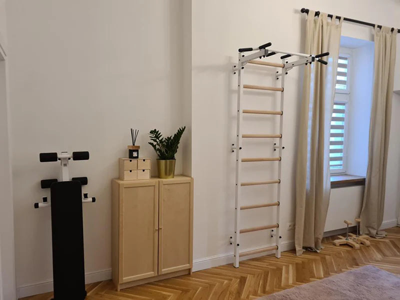 BenchK 721 Exercise Rehabilitation Wooden Wall Bars with Gymnastic Accessories