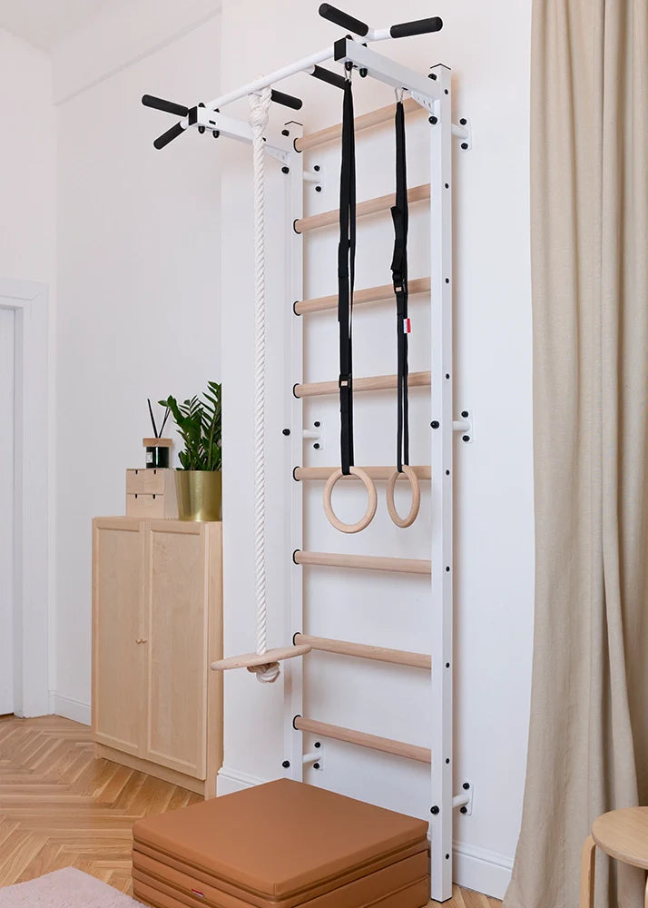 BenchK 721 Exercise Rehabilitation Wooden Wall Bars with Gymnastic Accessories