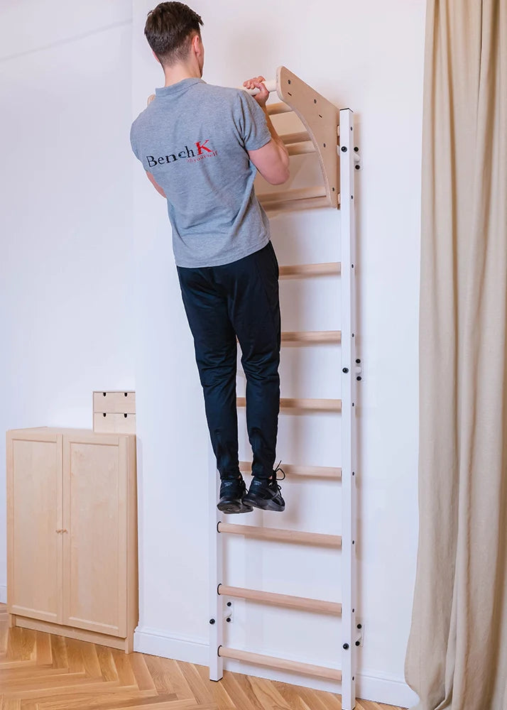 BenchK 711 Gymnastic Wooden Wall Bars with Pull-Up Bar and Accessories