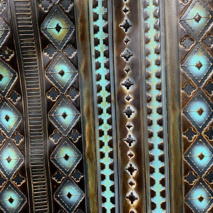 Rope Edge Blue Navajo Leather Belt Buckle 901u