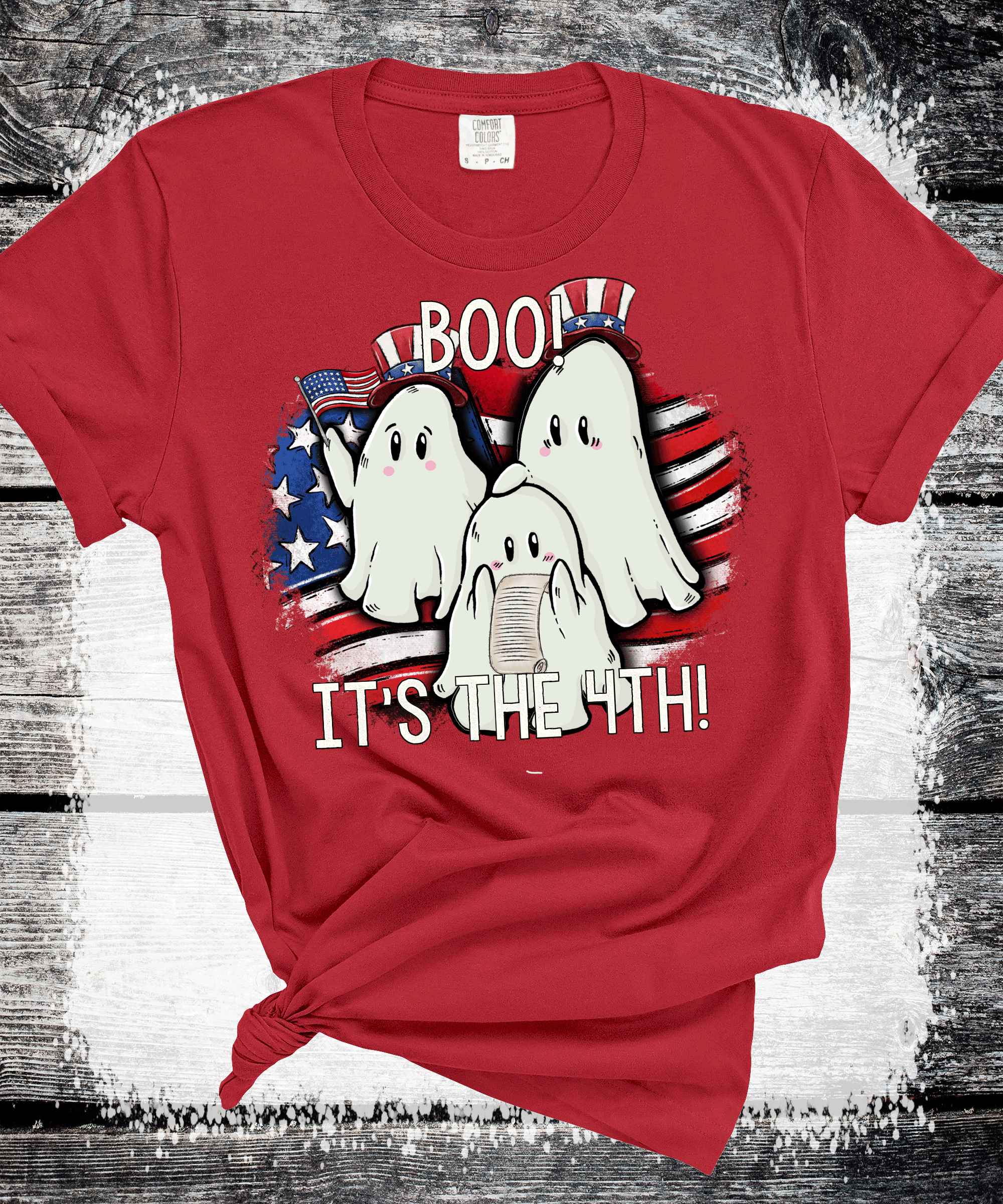 4th of July Shirt, Comfort Colors® Ghost Shirt, Patriotic ghost Tshirt, Independence Day Bow Shirt, USA Tee, America Shirt, July 4th Tee