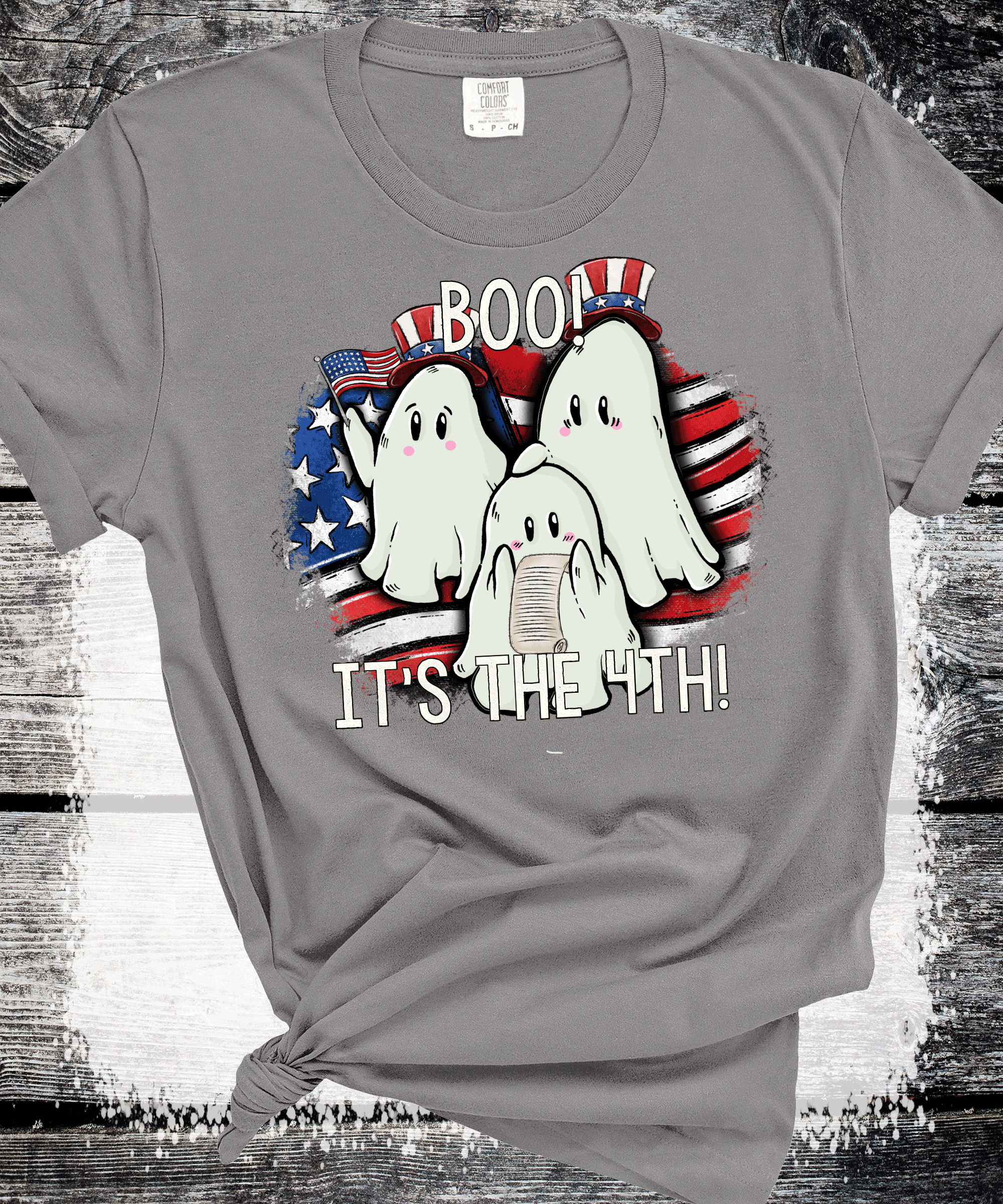 4th of July Shirt, Comfort Colors® Ghost Shirt, Patriotic ghost Tshirt, Independence Day Bow Shirt, USA Tee, America Shirt, July 4th Tee