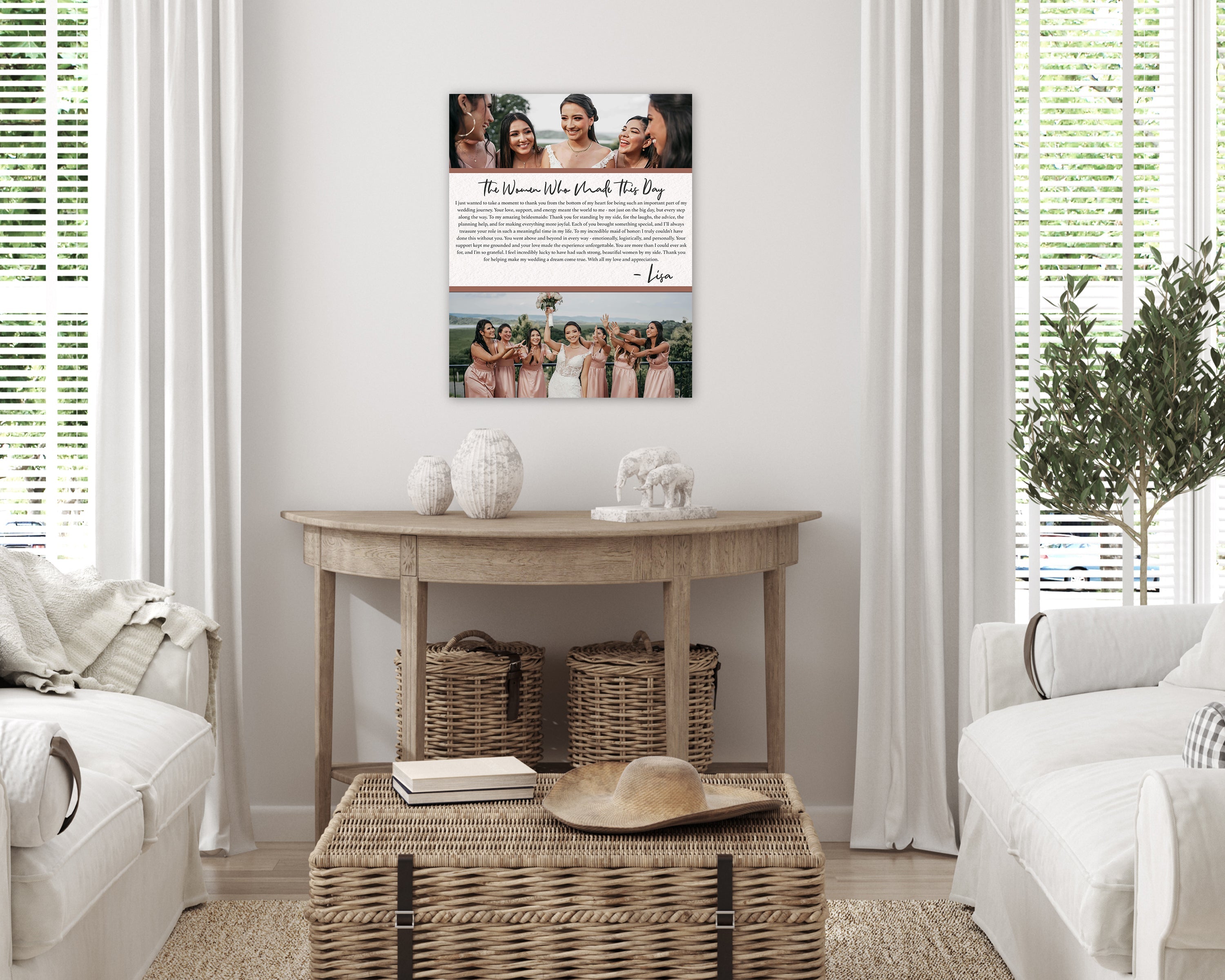 Bridesmaid & Maid of Honor Photo Canvas • Custom Thank You Gift