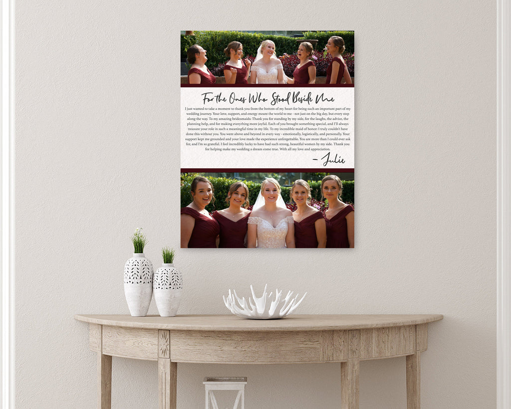 Bridesmaid & Maid of Honor Photo Canvas • Custom Thank You Gift