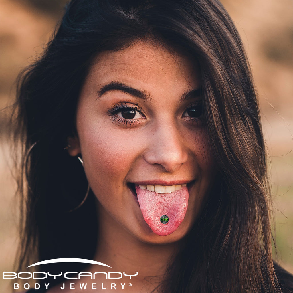 Logo Baked Stoner Barbell Tongue Ring by Onyx O