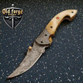 Damascus Steel Pocket Knife – Bone Handle USA EDC Knife
