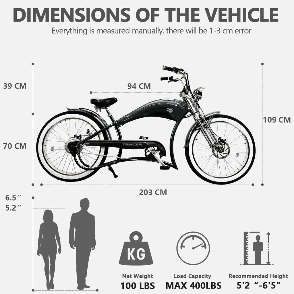 Tracer Twenty5 DS 500W 26" Dual Springer Cruiser EBike