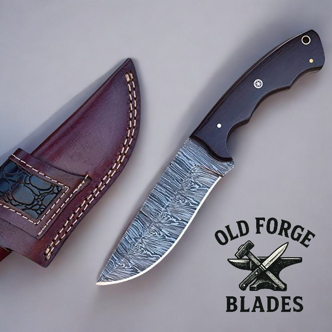 Premium Damascus Steel Knife – 10" Dark Wood Handle
