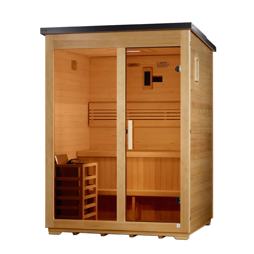 Golden Designs Arlberg 3 Person Traditional Outdoor Steam Sauna - Flat Roof