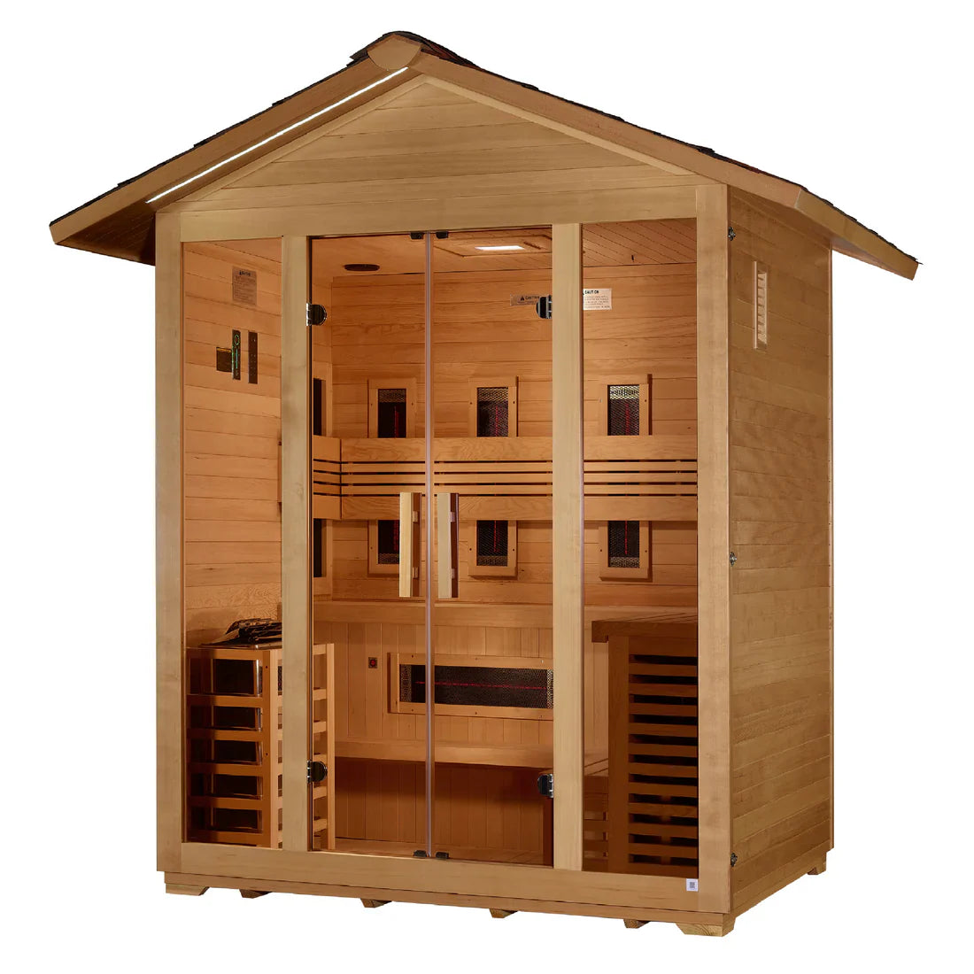 Golden Designs Gargellen 5 Person Hybrid Outdoor Sauna (PureTech™ Full Spectrum IR or Traditional Stove)