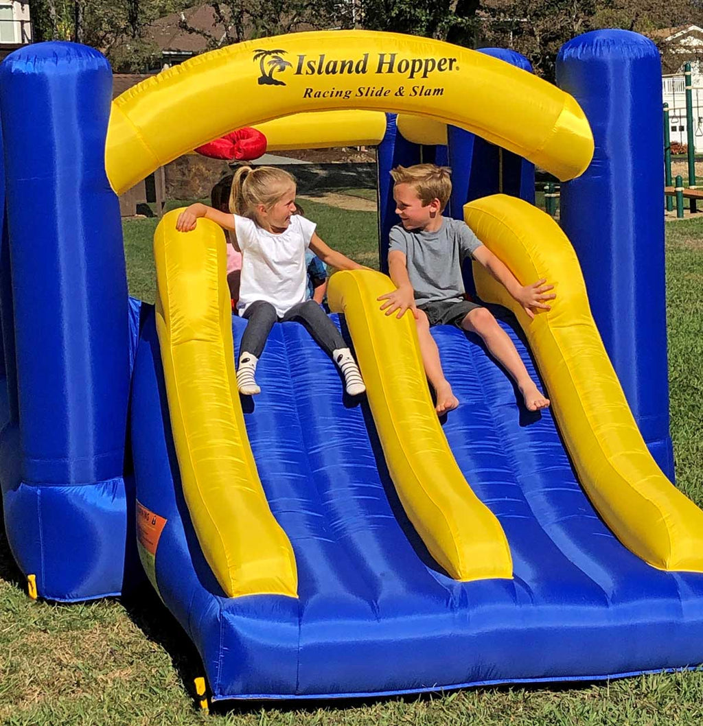 Island Hopper Racing Slide and Slam Bounce House