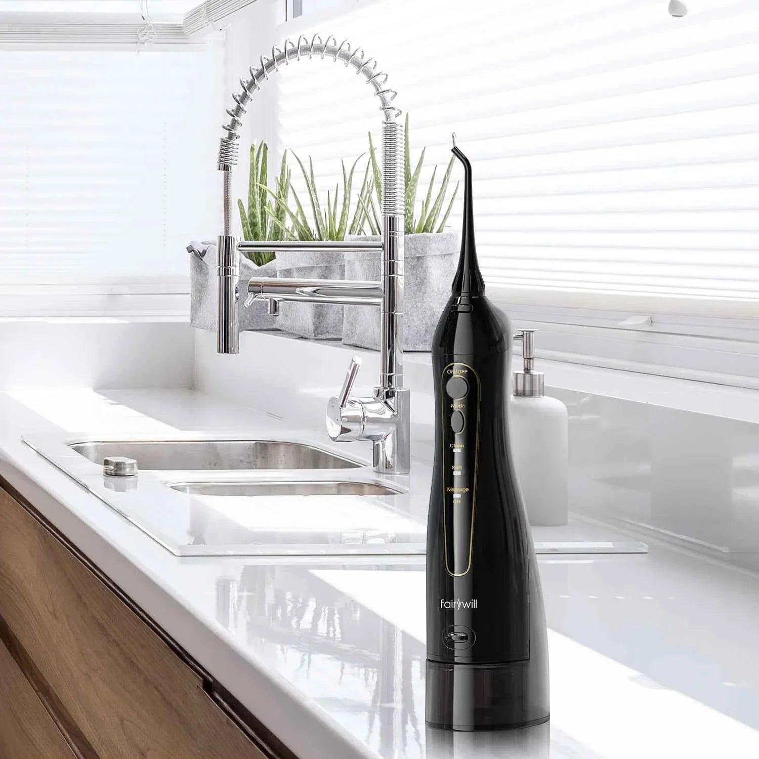 Fairywill FW5020E Water Dental Flosser & Sonic Electric Toothbrush Set - IPX7 Waterproof Portable Oral Care Kit
