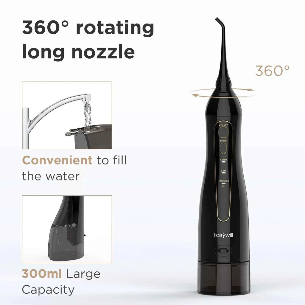 Fairywill FW5020E Water Dental Flosser & Sonic Electric Toothbrush Set - IPX7 Waterproof Portable Oral Care Kit
