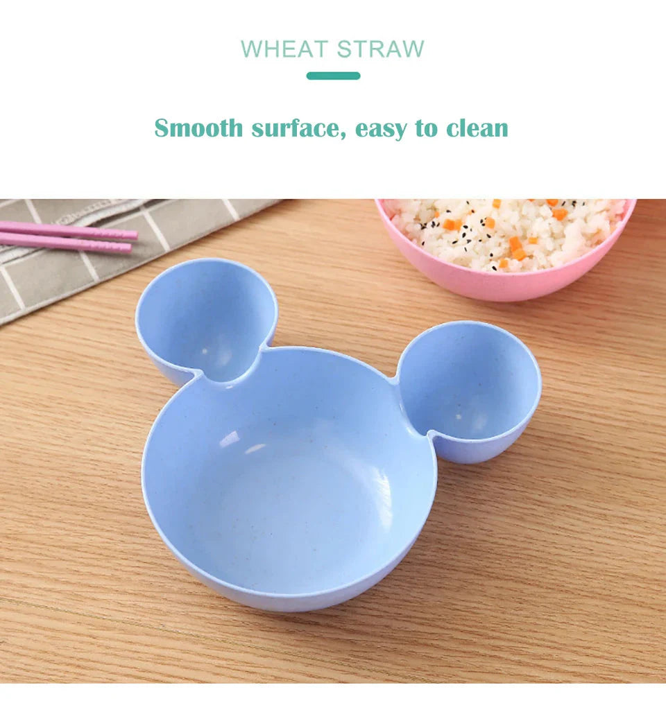 Cute Baby Plates with Dividers Dinner Plates Kids Bowl Tray Tableware Set Infant Feeding Children Divided Dinnerware BPA Free