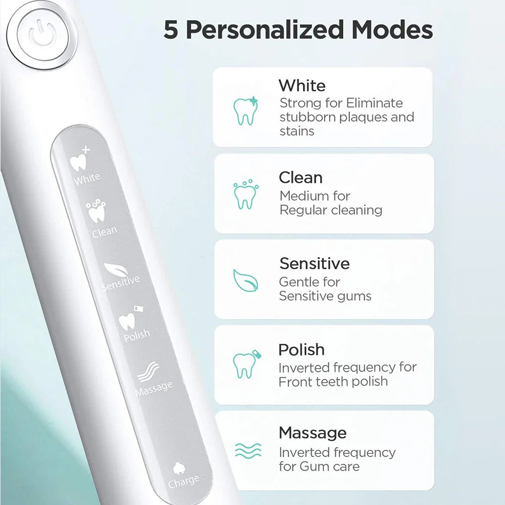 Fairywill Electric Sonic Toothbrush FW-507 USB Charge Rechargeable Adult Waterproof Electronic Tooth Brushes Replacement Heads s